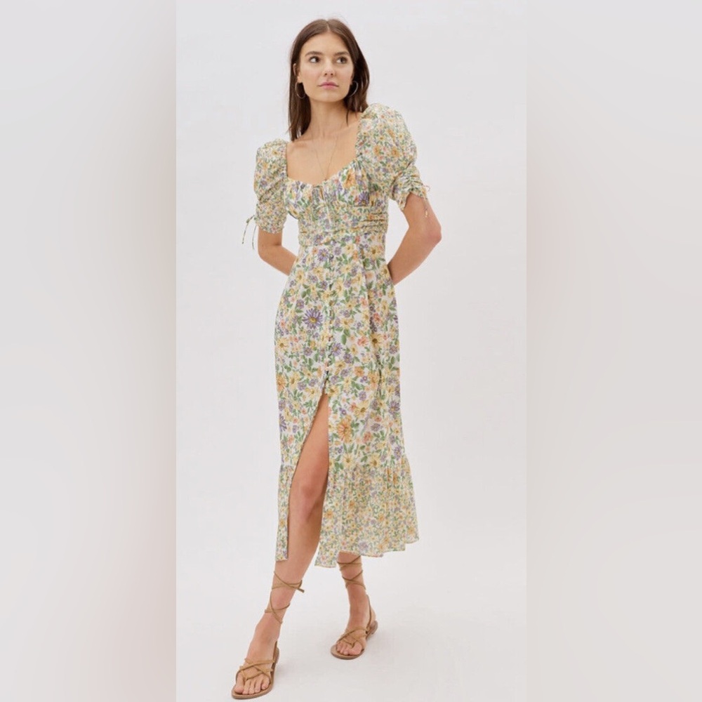 For Love & Lemons Riley Floral Midi Dress - M